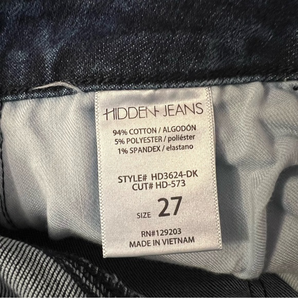 Hidden Happi Flare Frayed Split Hem Jeans Size 27 - Picture 6 of 6